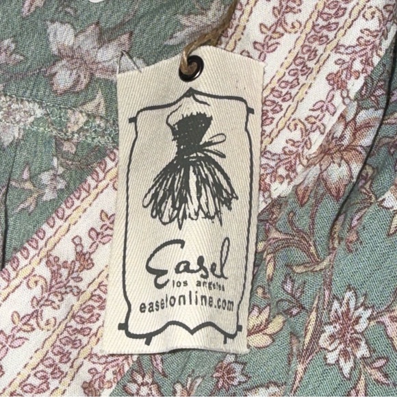 NWT Easel Boho Floral Babydoll Tunic Top Tie Neck Cottagecore Small - Picture 6 of 9